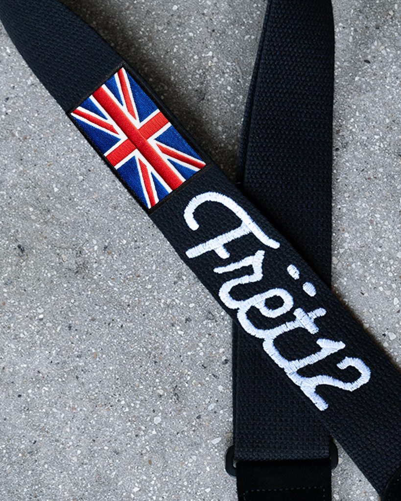 FRET12 SCRIPT LOGO BRITISH FLAG GUITAR STRAP