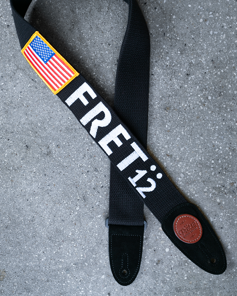 FRET12 OLD GLORY FLAG GUITAR STRAP – BLOCK LOGO