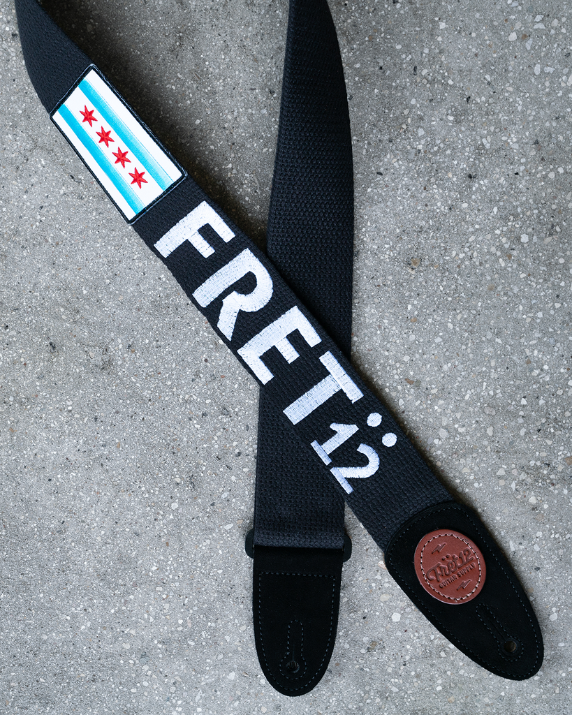 FRET12 CHICAGO FLAG GUITAR STRAP - BLOCK LOGO