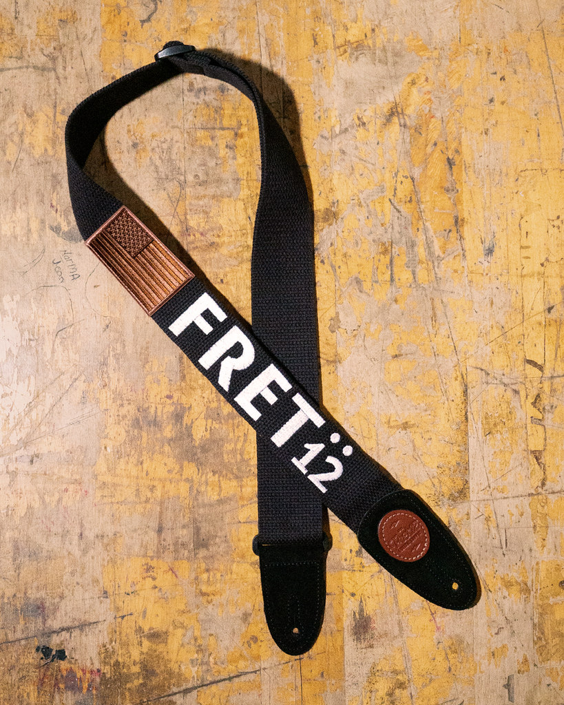 FRET12 OLD GLORY FLAG FADED GUITAR STRAP – BLOCK LOGO