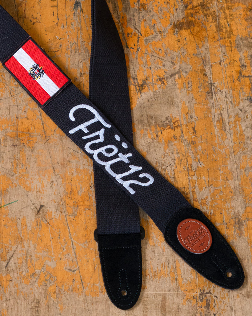 FRET12 AUSTRIA FLAG GUITAR STRAP - SCRIPT LOGO