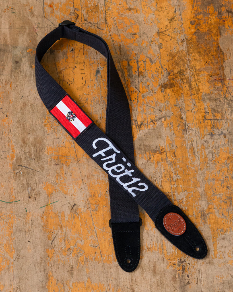 FRET12 AUSTRIA FLAG GUITAR STRAP - SCRIPT LOGO