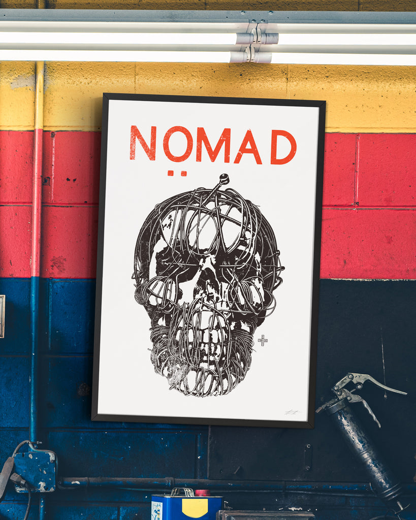 Framed Nomad Skull art print full view