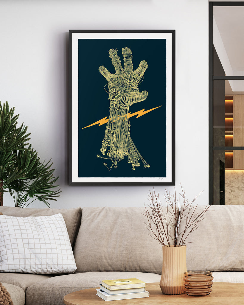 Framed The Picking Hand art print in scene