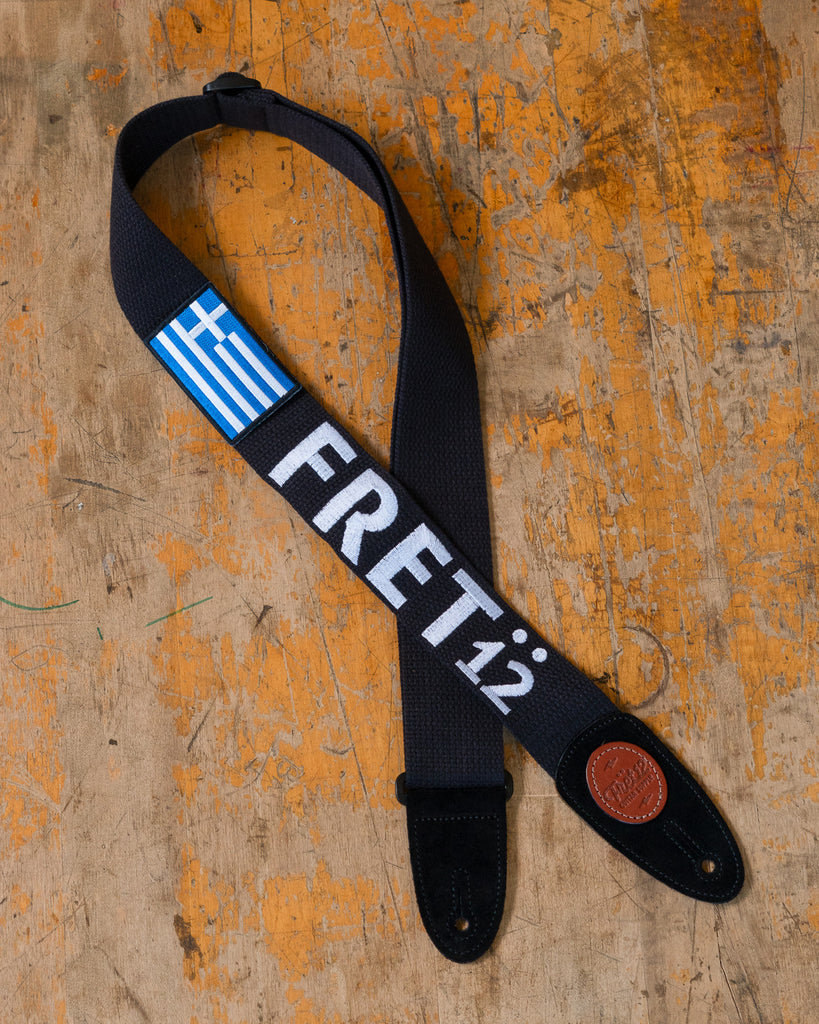 FRET12 GREECE FLAG GUITAR STRAP - BLOCK LOGO