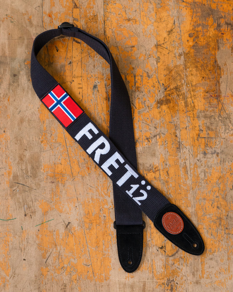 FRET12 NORWAY FLAG GUITAR STRAP - BLOCK LOGO