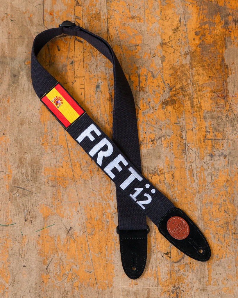 FRET12 SPAIN FLAG GUITAR STRAP - BLOCK LOGO