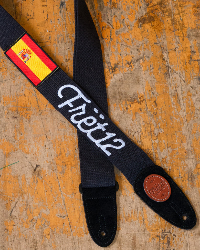 FRET12 SPAIN FLAG GUITAR STRAP - SCRIPT LOGO