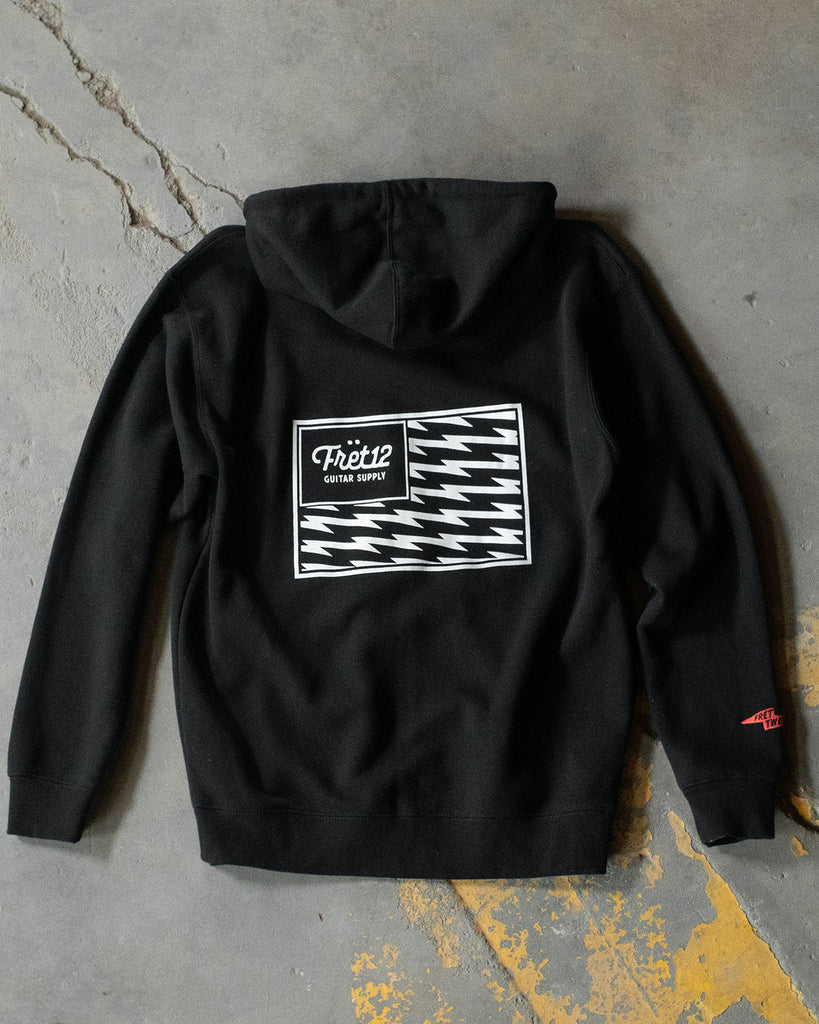 FRET12 ELECTRIC FLAG ZIP-UP HOODIE - BLACK