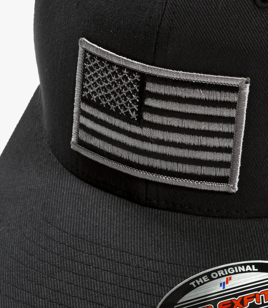 MONOCHROME AMERICAN FLAG "F" LOGO HAT – BLACK